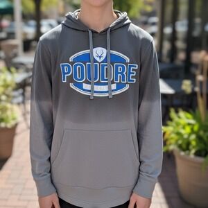 Poudre Impalas Graphic Hoodie Men's Size S Two Tone Grey Long Sleeve
